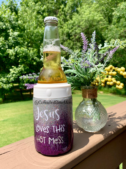 Jesus Loves This Hot Mess Can Cooler