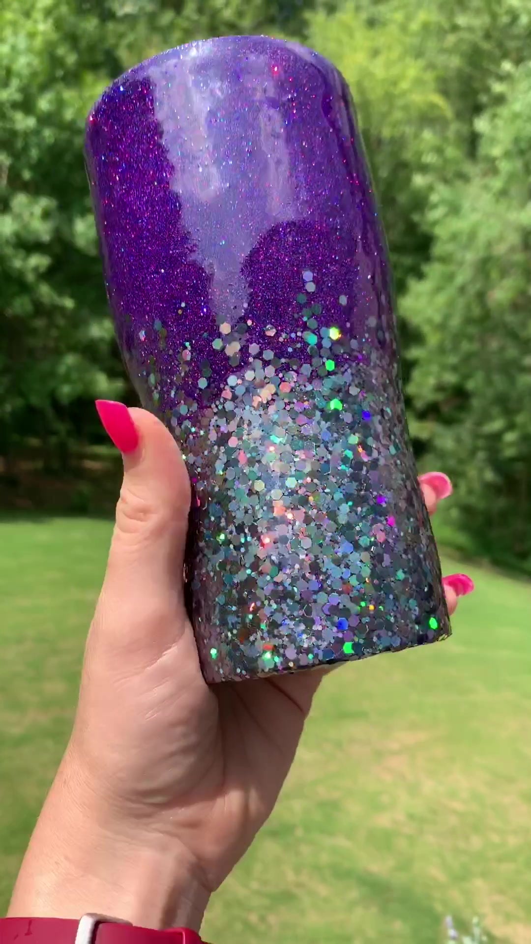 20oz Holo Cosmic Purple to chunky Holo Gunmetal Slim Curve