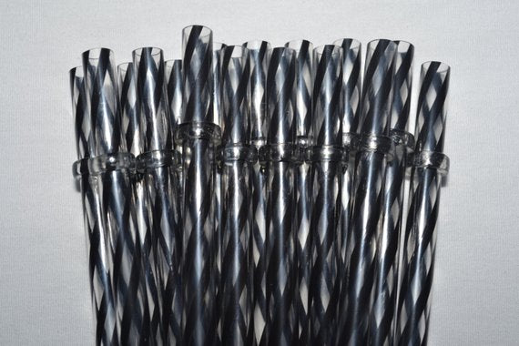 9" Black Clear Swirly Reusable Straw