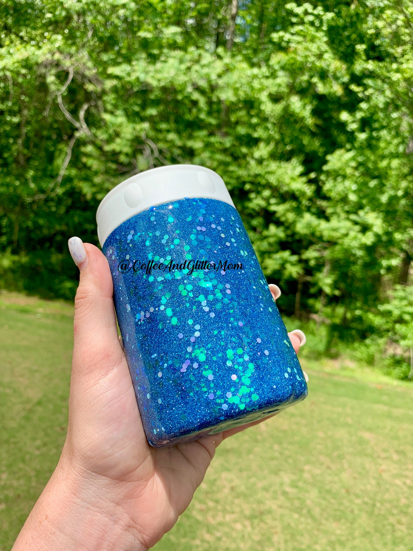 Blue Can Cooler with Rubber with Screw-Top
