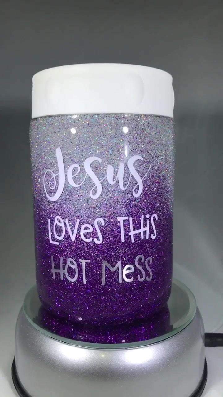 Jesus Loves This Hot Mess Can Cooler