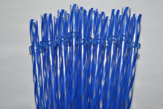 11" Dark Blue Swirly Reusable Straws