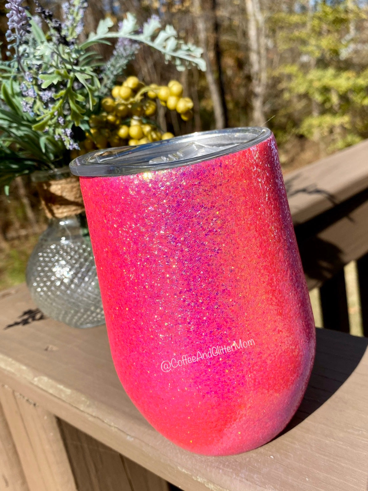 Fire Water Lily 15oz Wine Tumbler with Lid and Straw