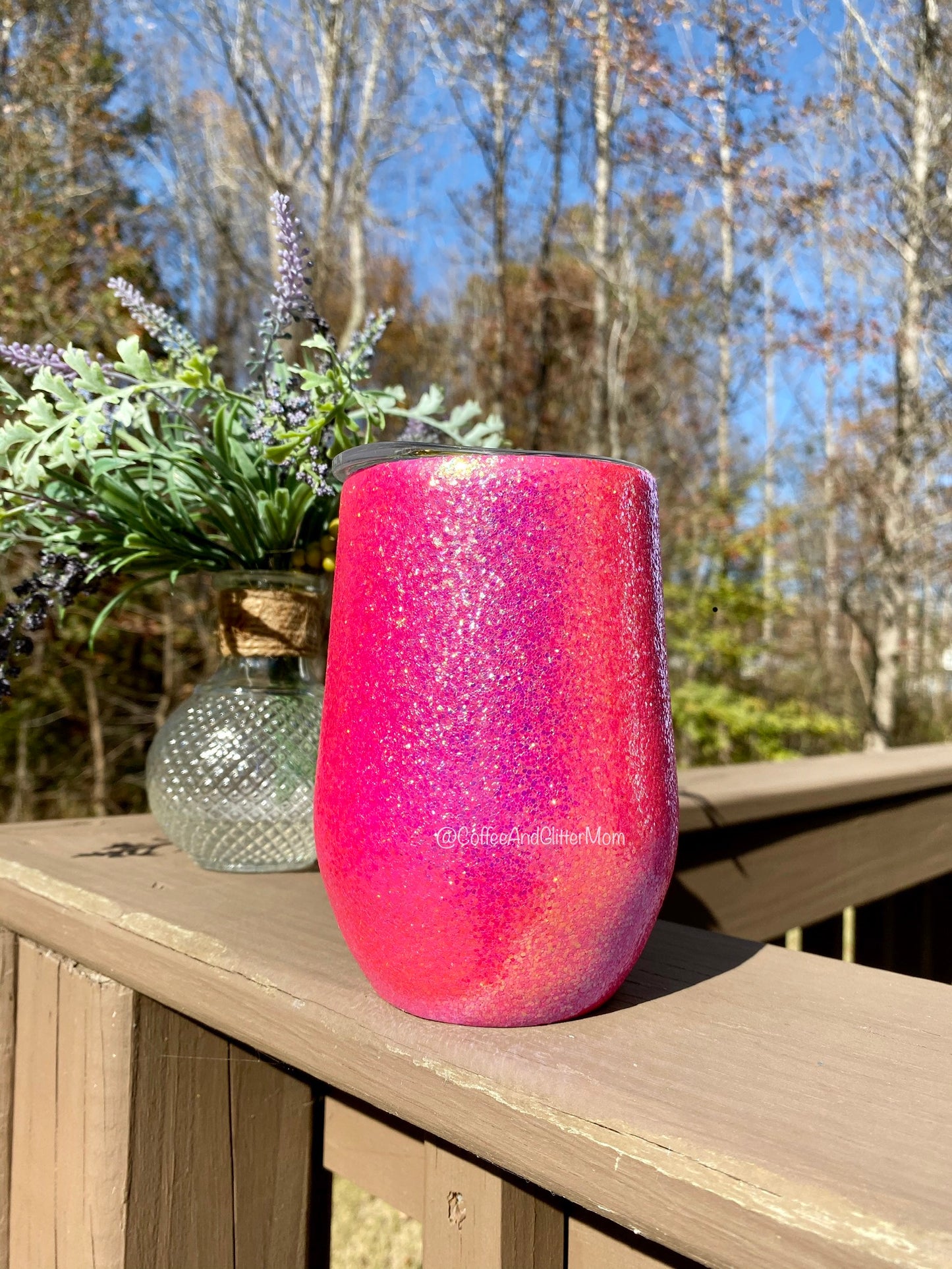 Fire Water Lily 15oz Wine Tumbler with Lid and Straw
