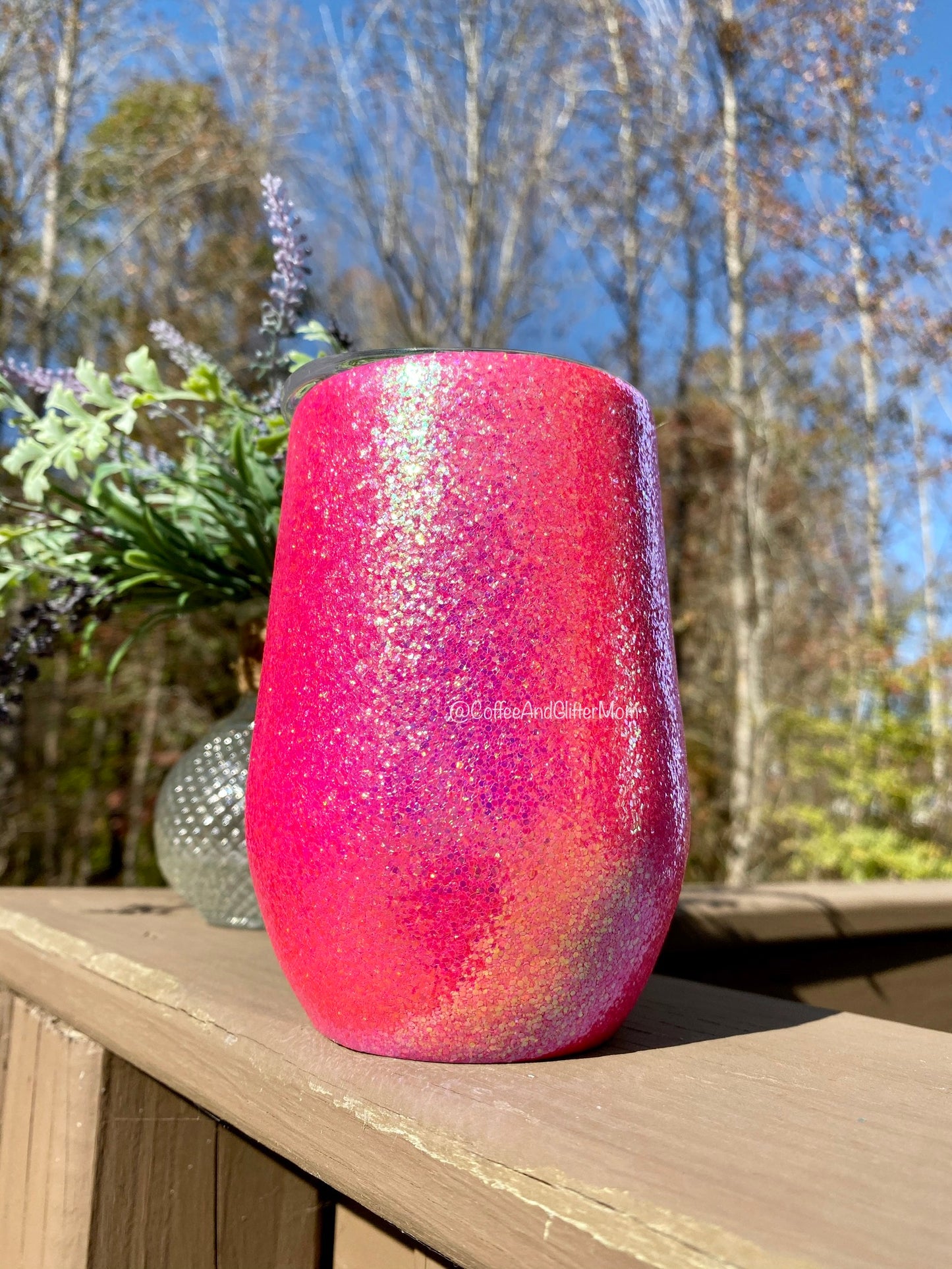 Fire Water Lily 15oz Wine Tumbler with Lid and Straw