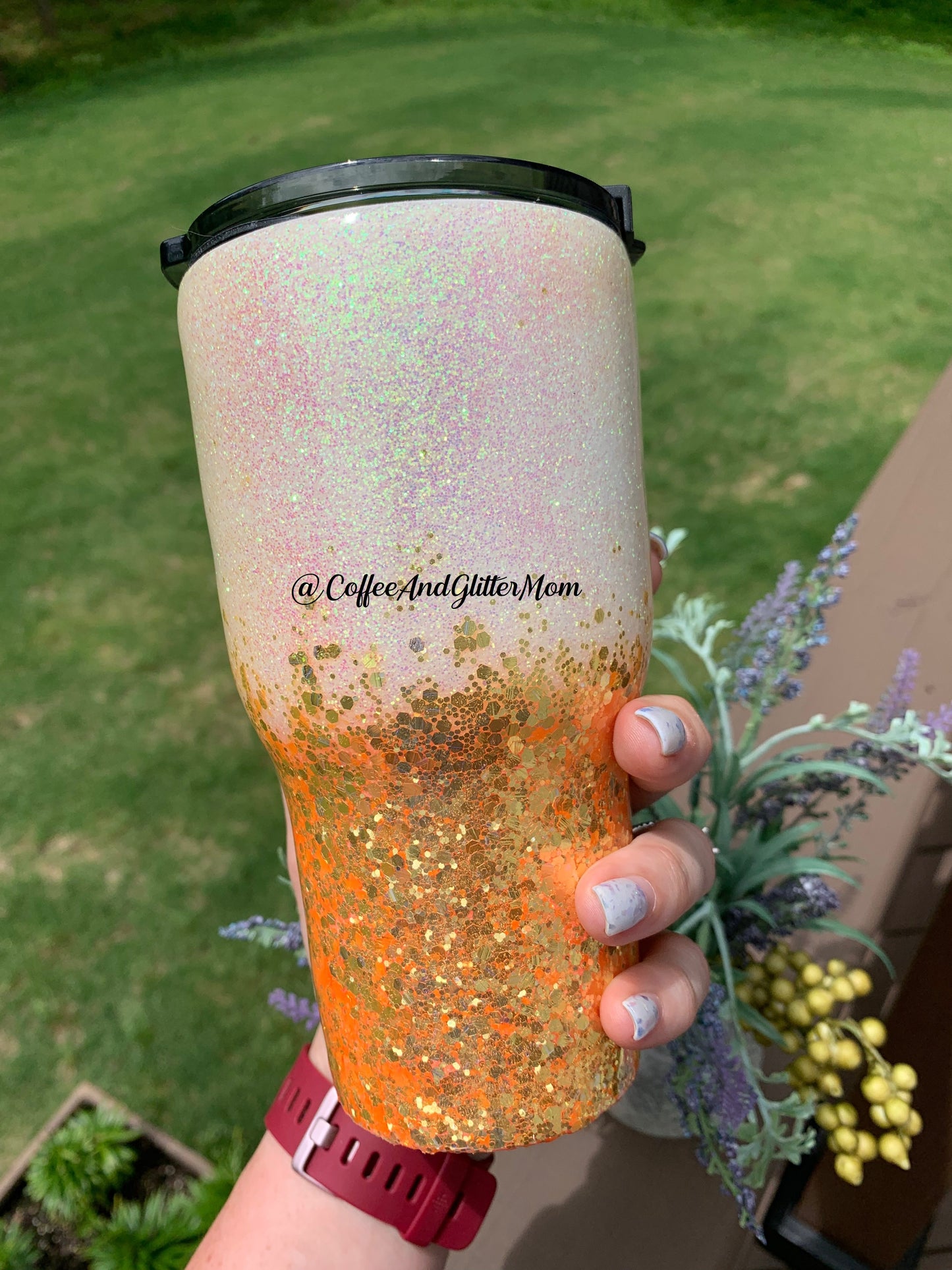 UV Glitter White/Peachy Orange Fine