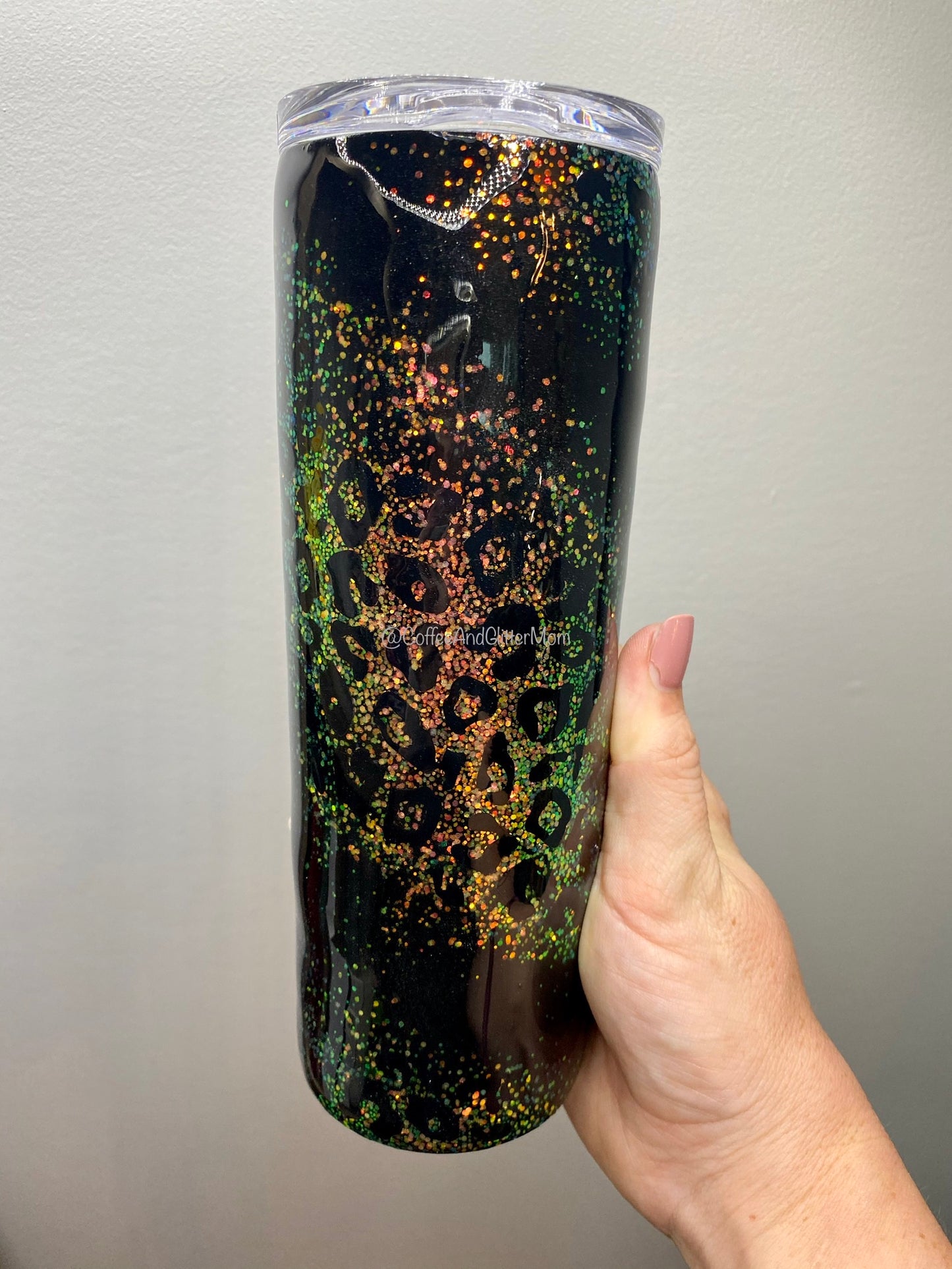 Color Shift Black Animal Print Tumbler