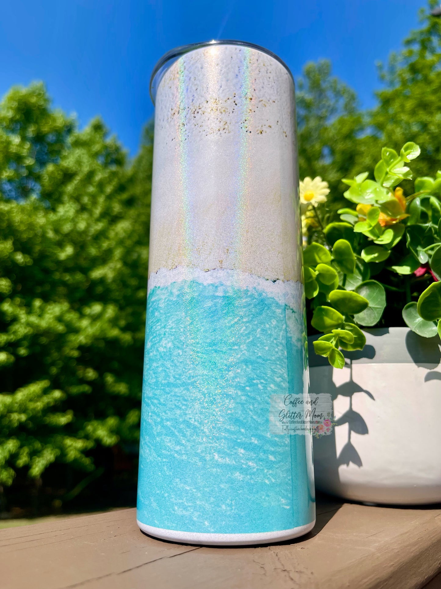 Holographic Beach 20oz Rainbow Skinny Tumbler