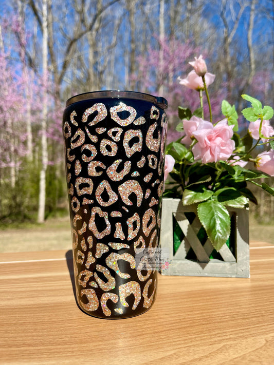 Black and Gold Peek-A-Boo Animal Print 16oz Slim Pint