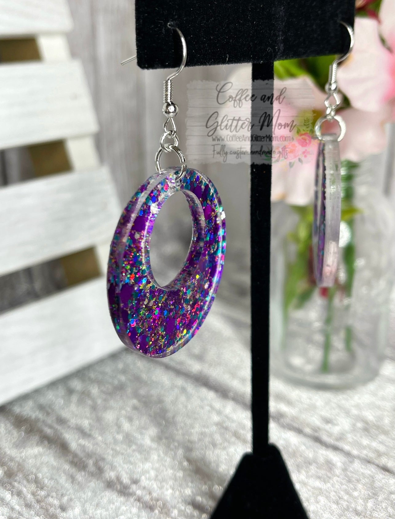 Purple Peacock Earrings