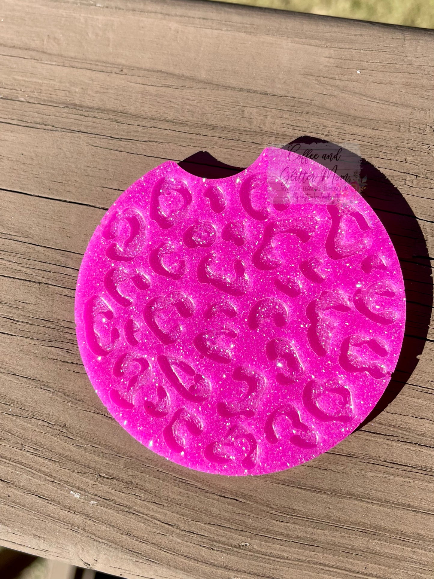 Leopard Print Fuchsia Small Car Coaster