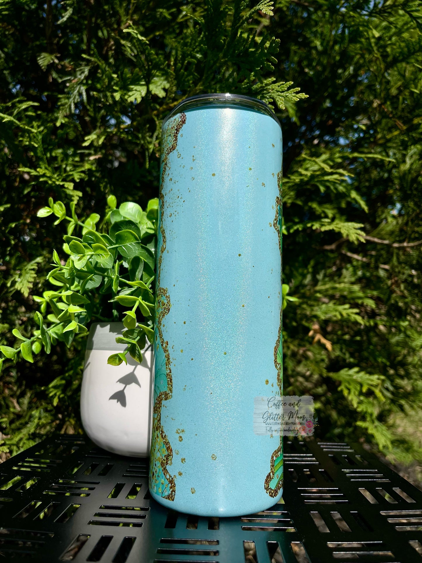 Golden Mint Marble Rainbow 20oz Skinny Tumbler