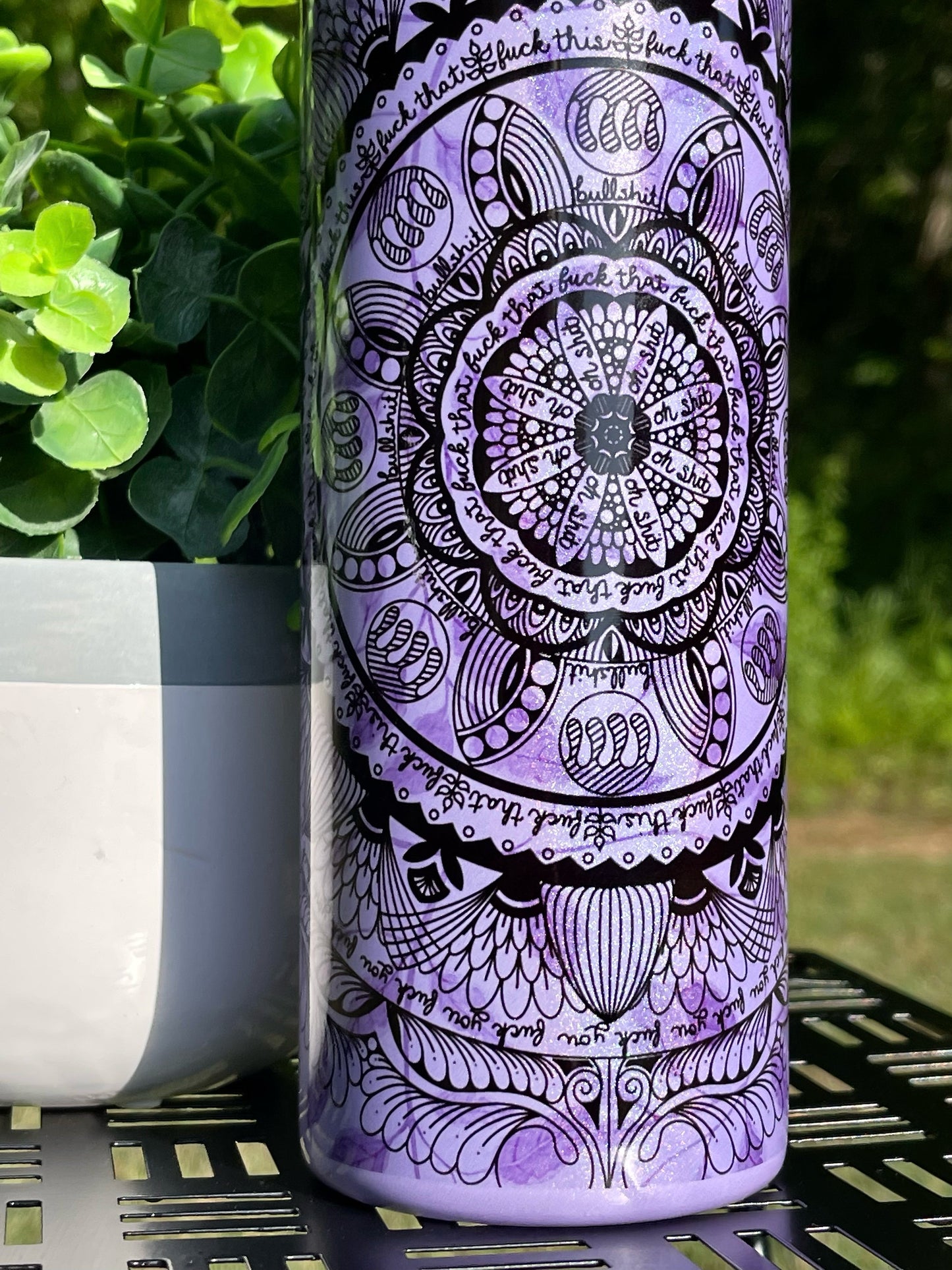 Naughty Mandala 20oz Purple Rainbow Skinny Tumbler