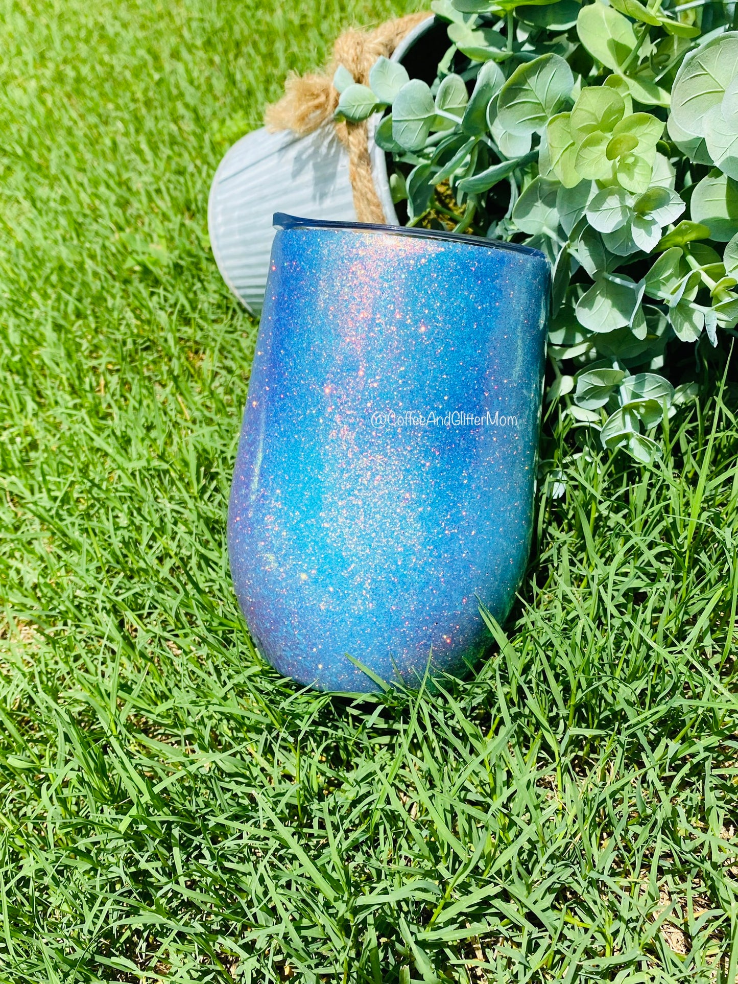 Blue and Purple 15oz Wine Tumbler with Lid and Straw