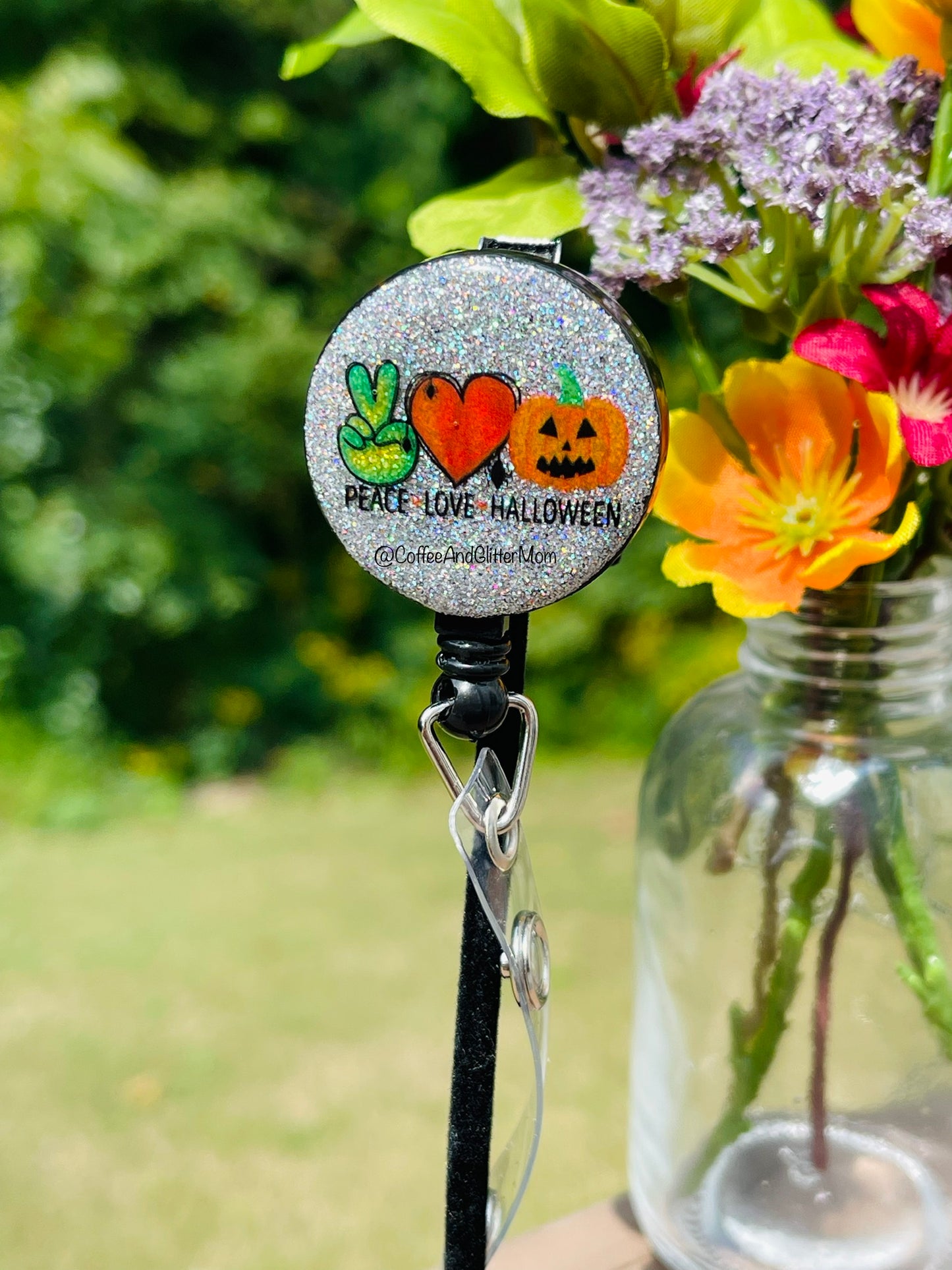 Peace Love Halloween Badge Reel