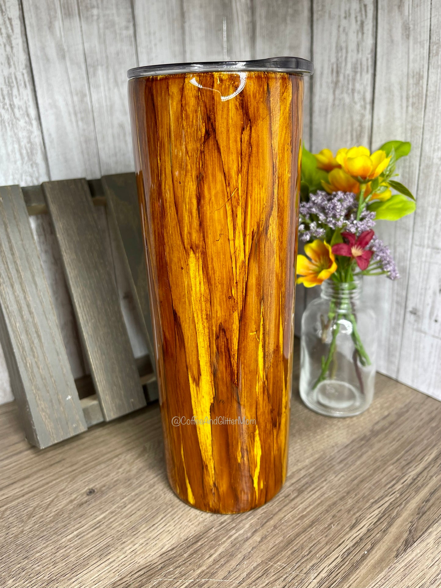 20oz Skinny Wood Grain Tumbler