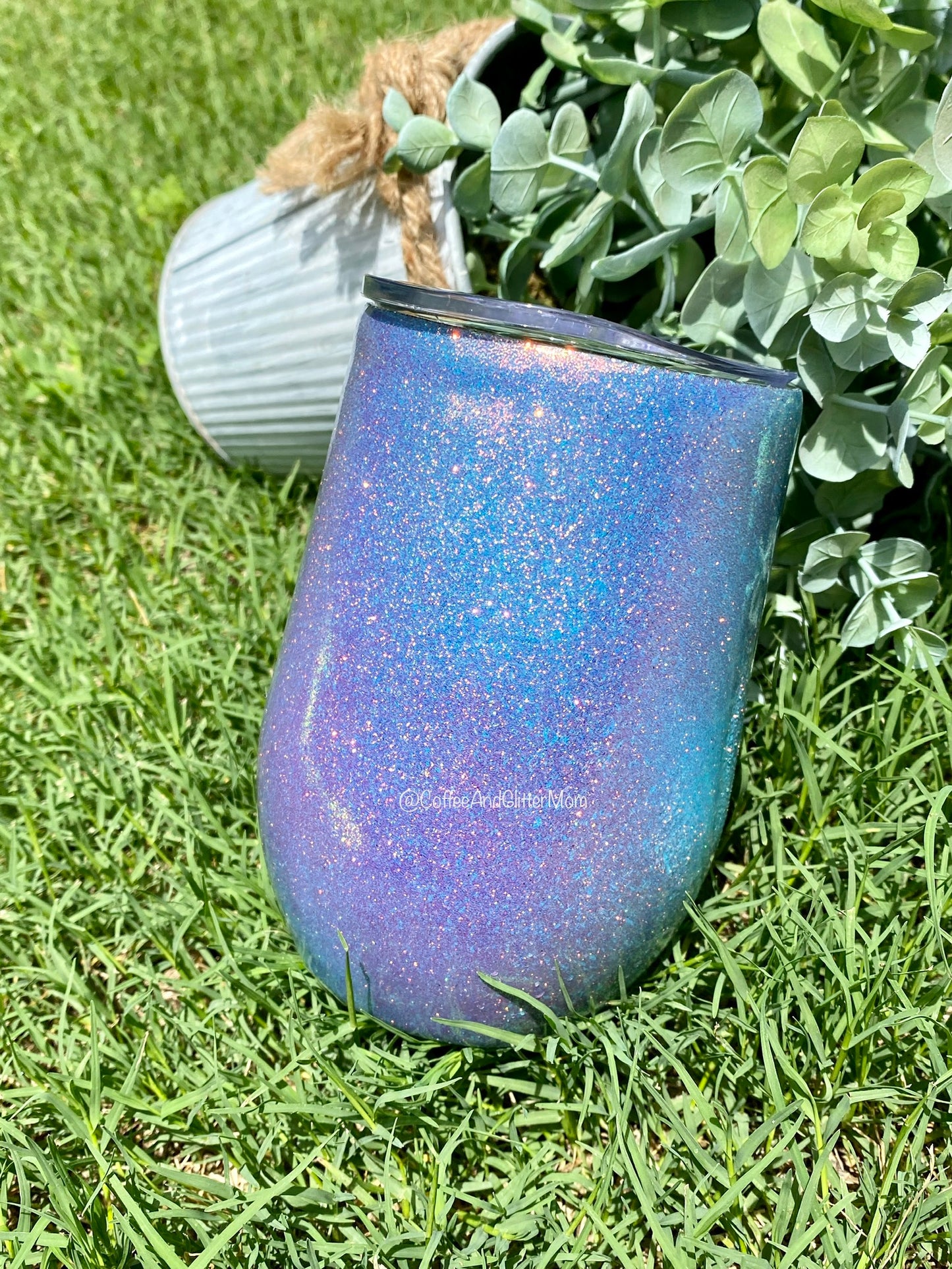 Blue and Purple 15oz Wine Tumbler with Lid and Straw