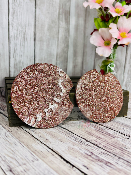 Rose Gold Car Coaster Set