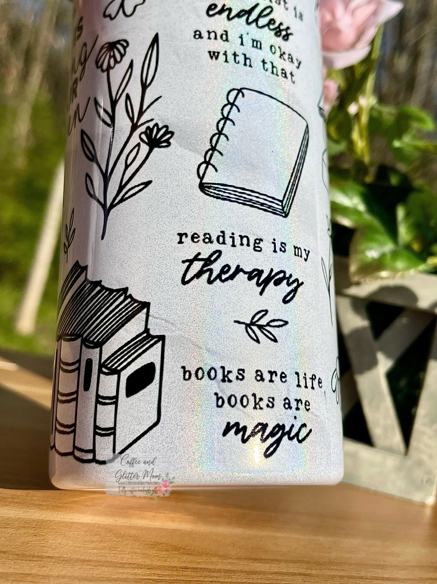 Reading Affirmations 20oz Holographic White Skinny Tumbler