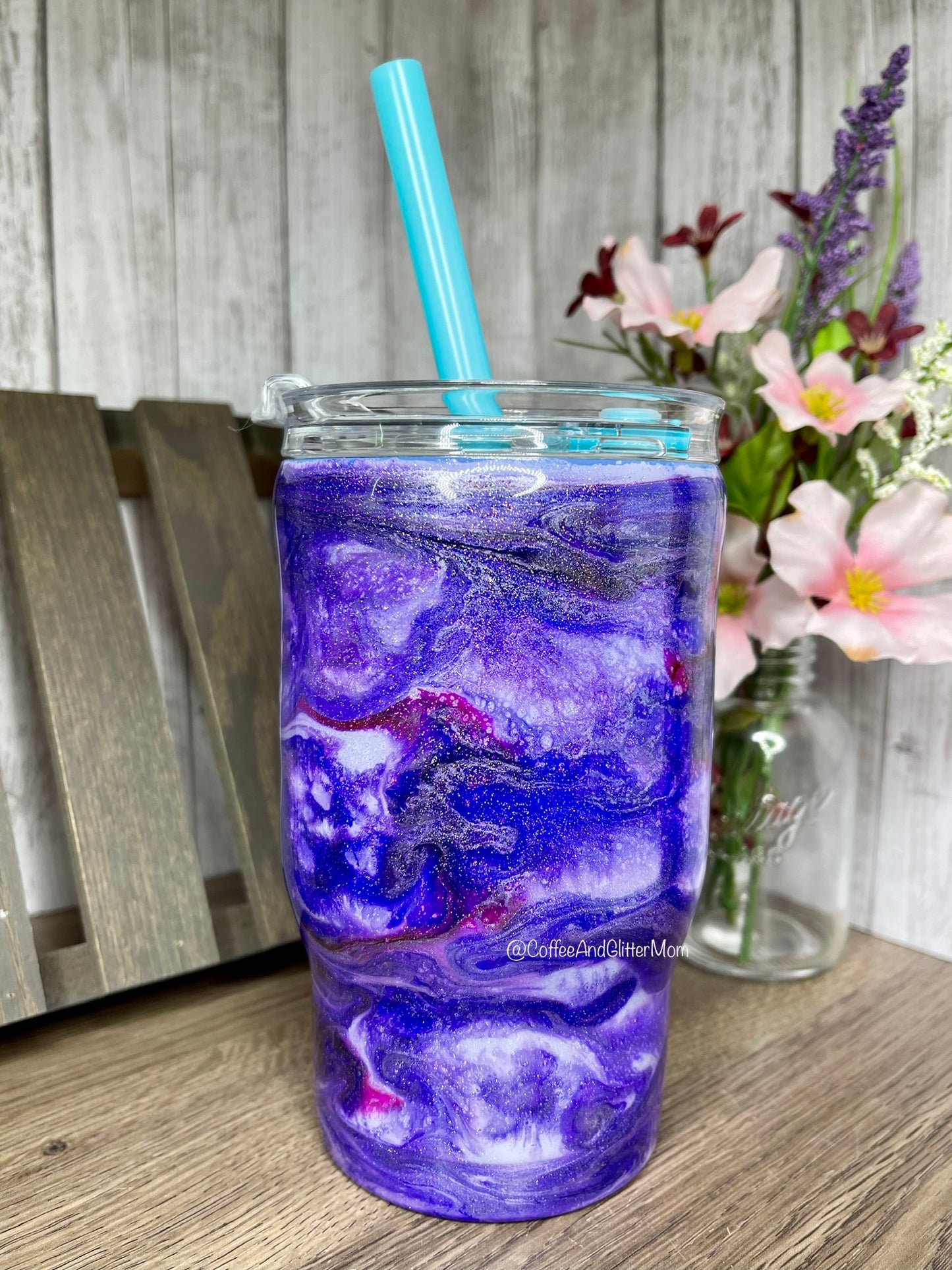 Purple and Silver Ink Tumbler