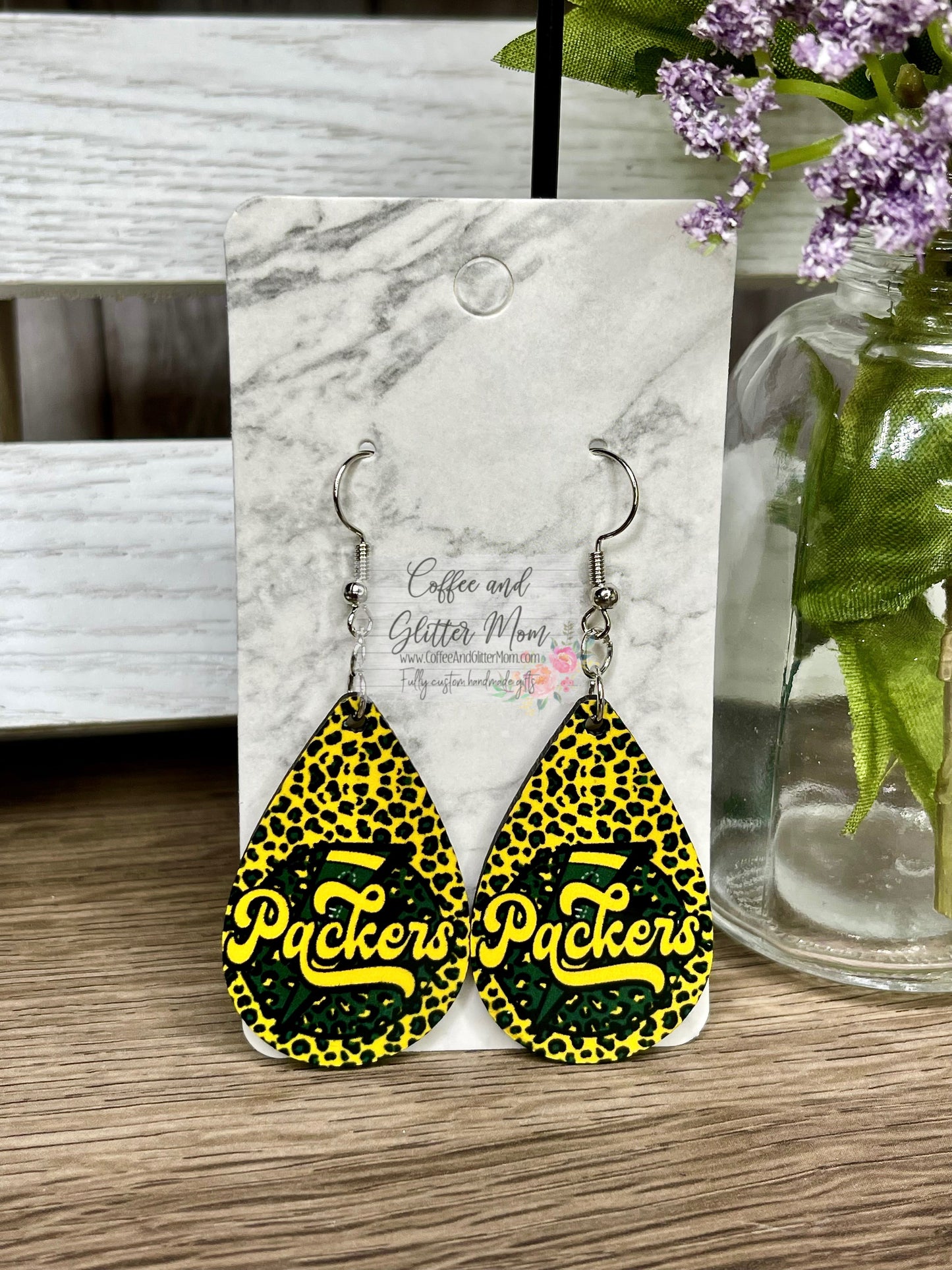 Packers Animal Print Earrings RTS
