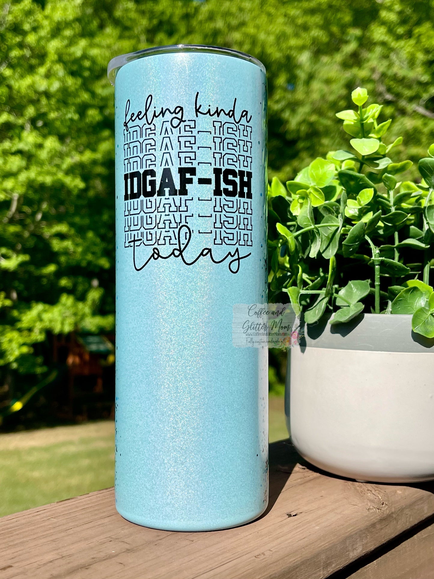 Feeling IDGAF-Ish Today Animal Print 20oz Mint Rainbow Skinny Tumbler