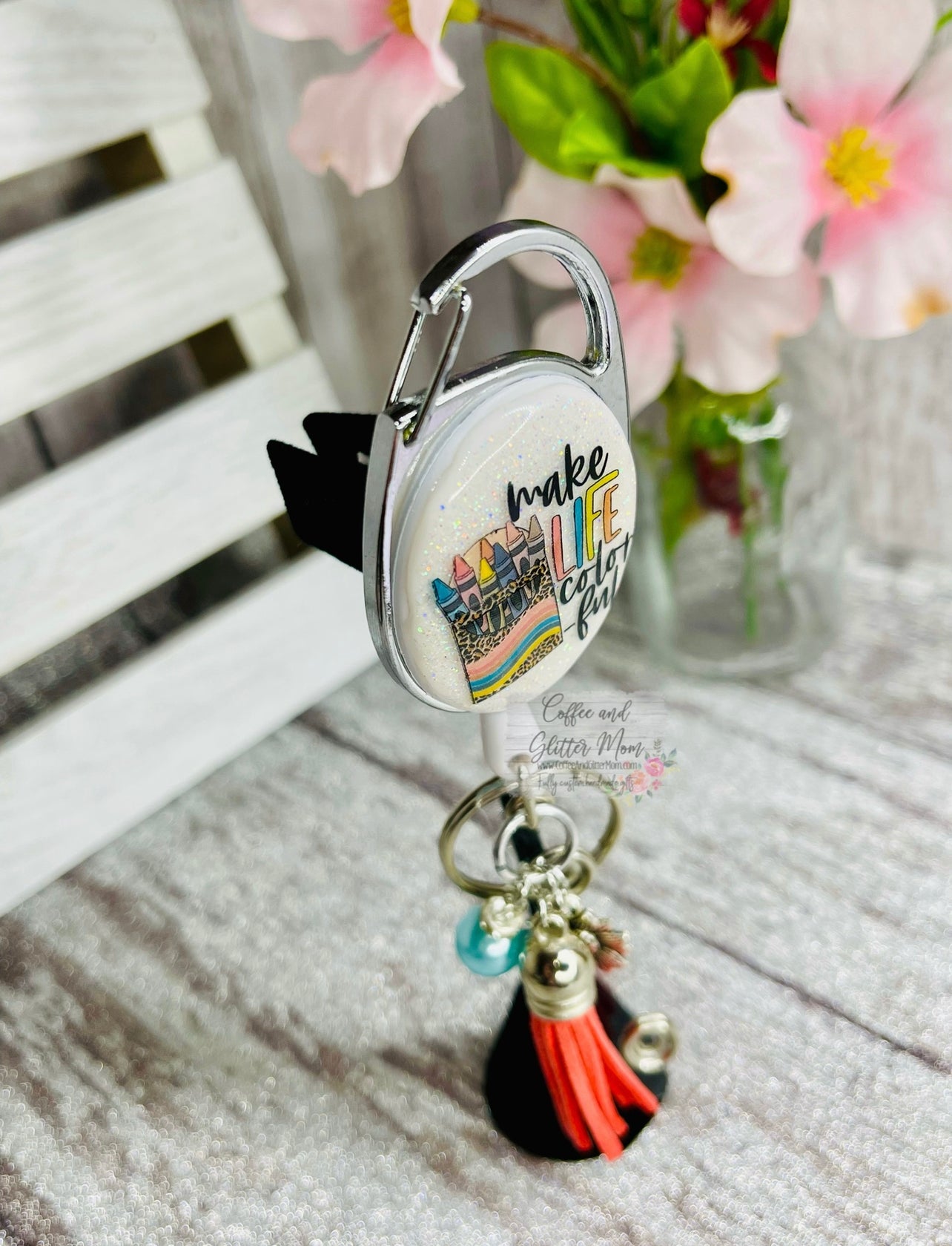Make Life Colorful Clip On Retractable Key Ring