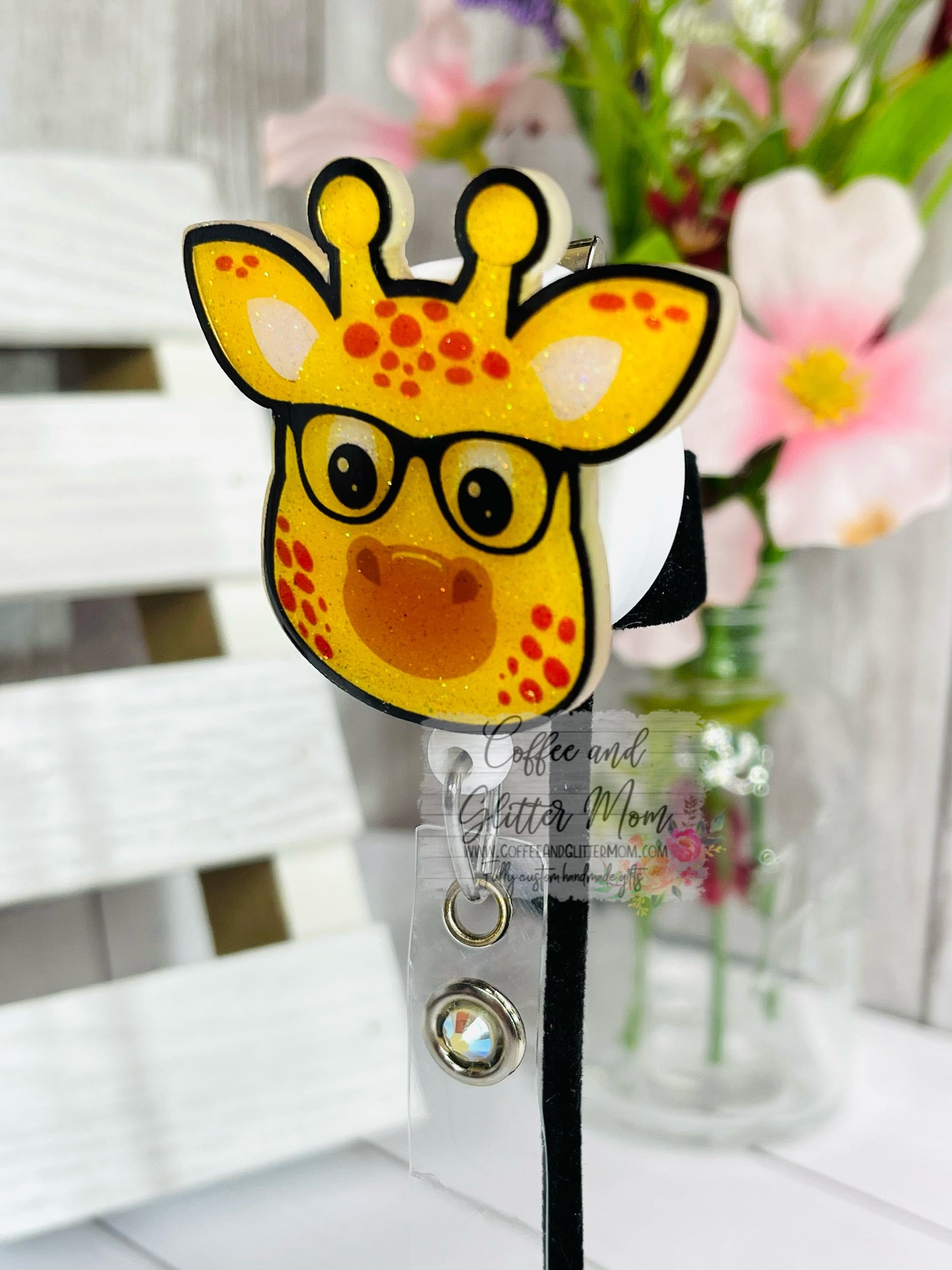 Glasses Giraffe Designer Badge Reel