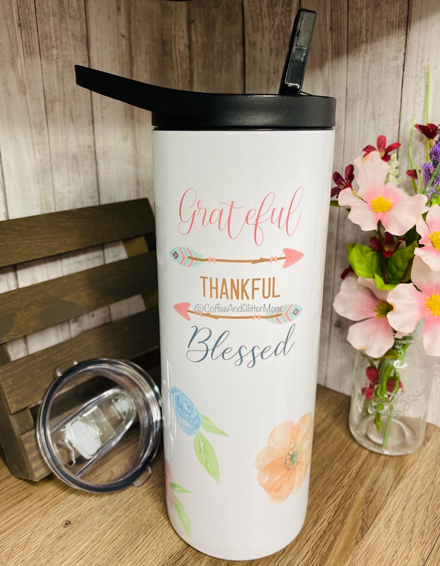 Grateful Thankful Blessed 25oz Skinny