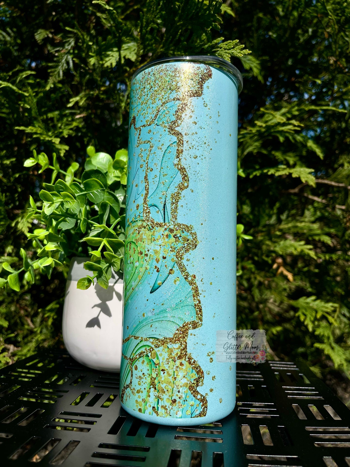 Golden Mint Marble Rainbow 20oz Skinny Tumbler