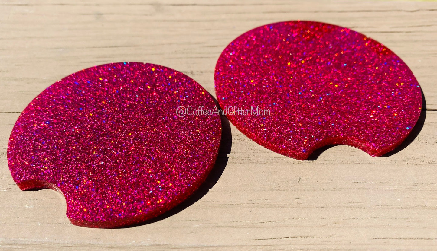 Holo Laser Plum Car Coaster Set