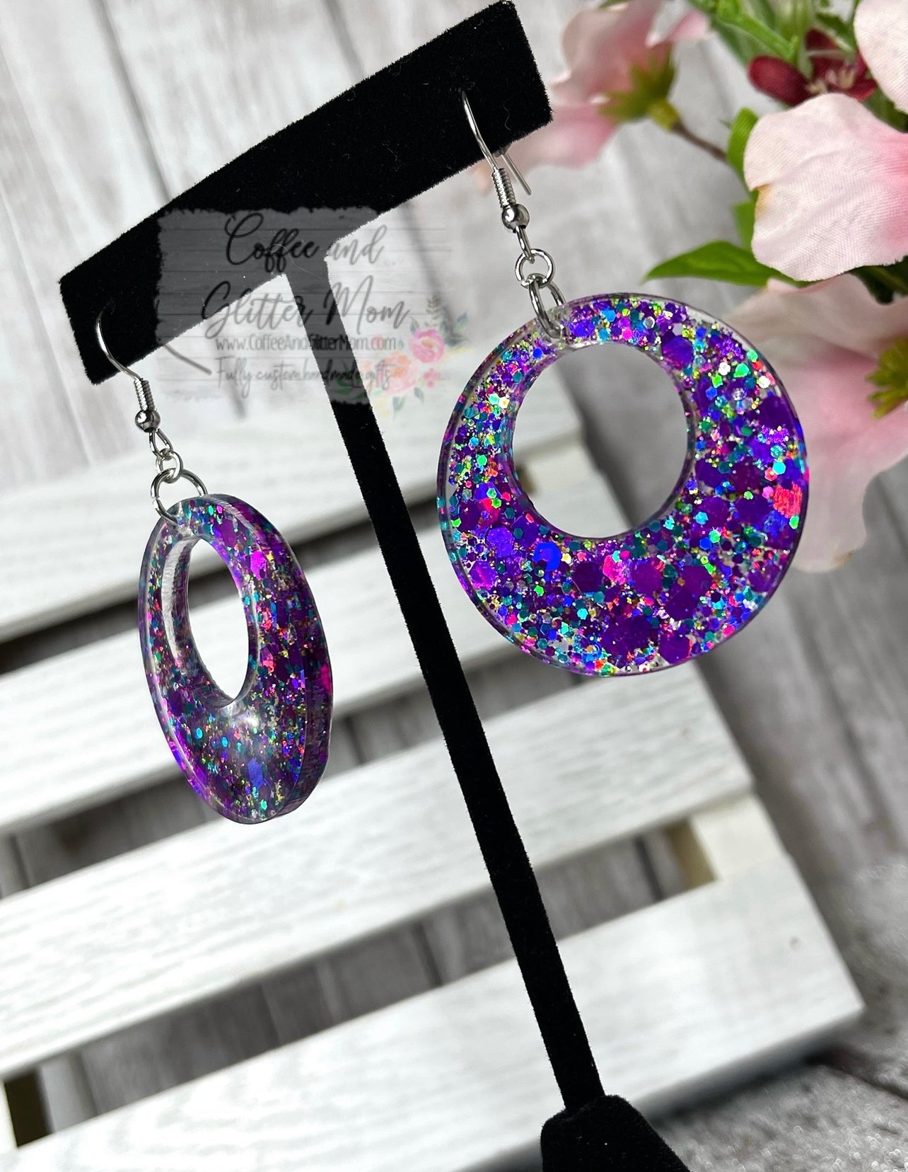 Purple Peacock Earrings