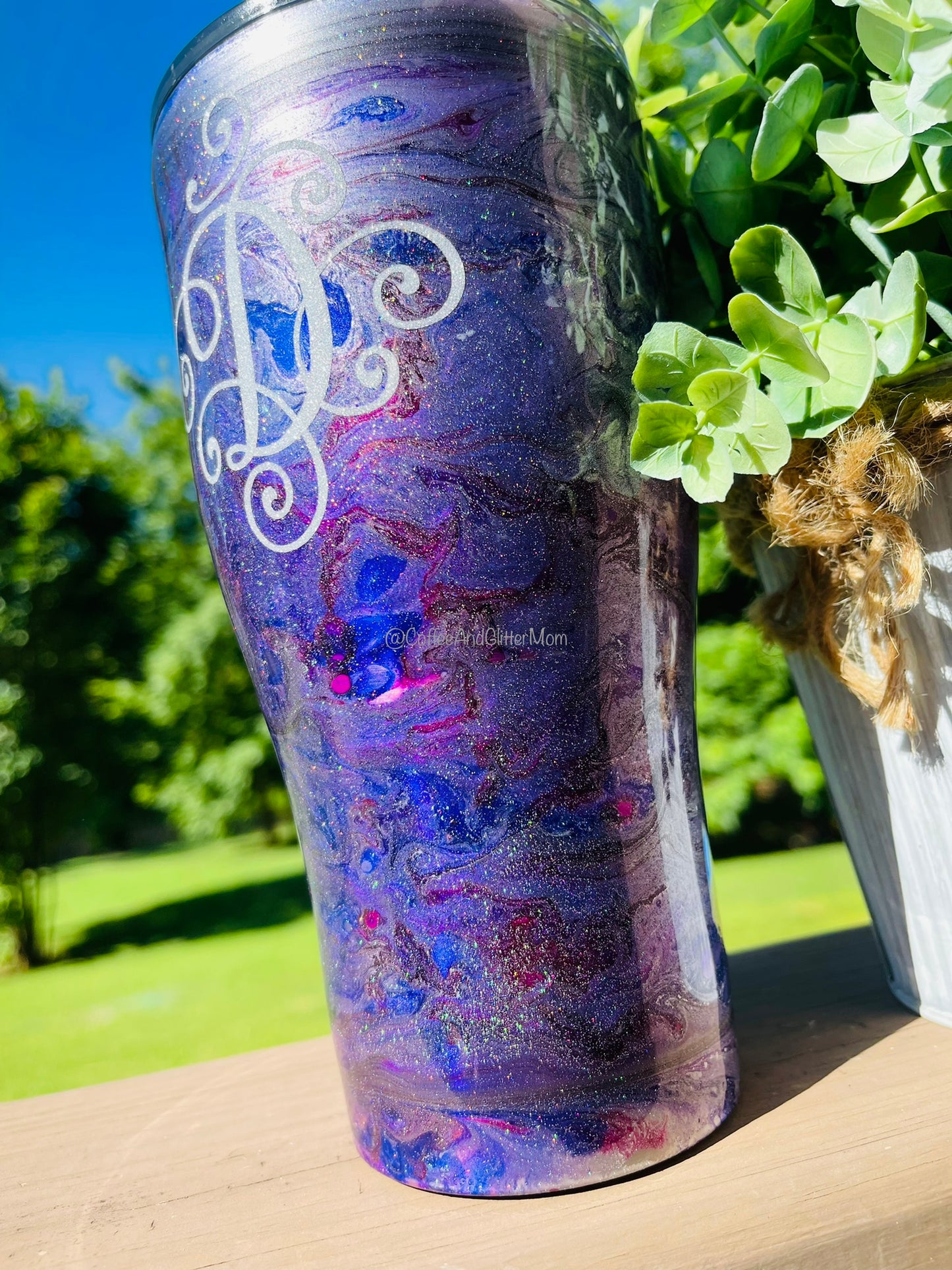 Purple and Silver Ink Tumbler