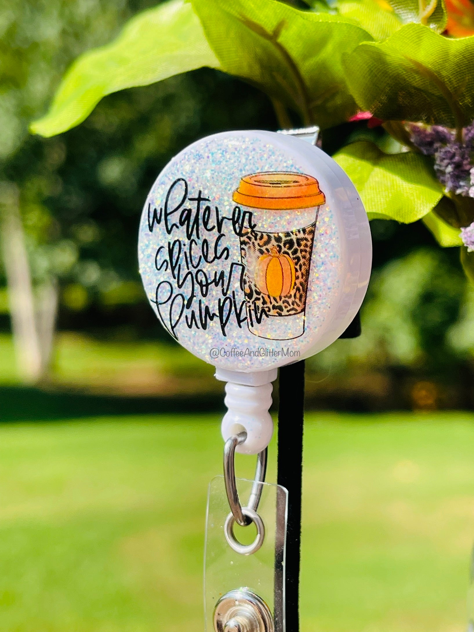 Whatever Spices Your Pumpkin Halloween Badge Reel – Coffee And Glitter Mom