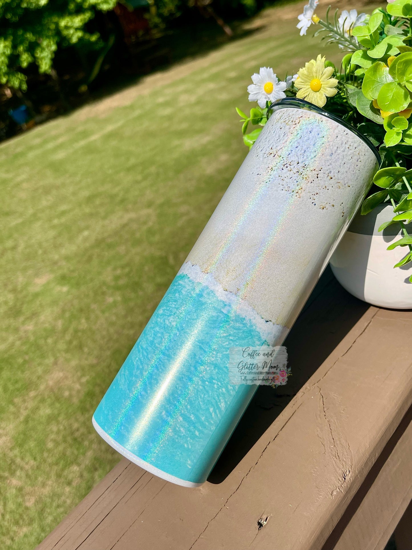 Holographic Beach 20oz Rainbow Skinny Tumbler