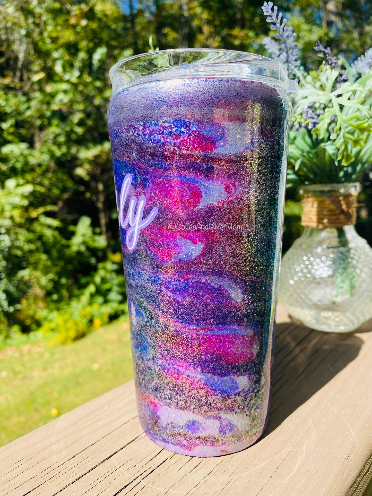 Purple and Silver Ink Tumbler