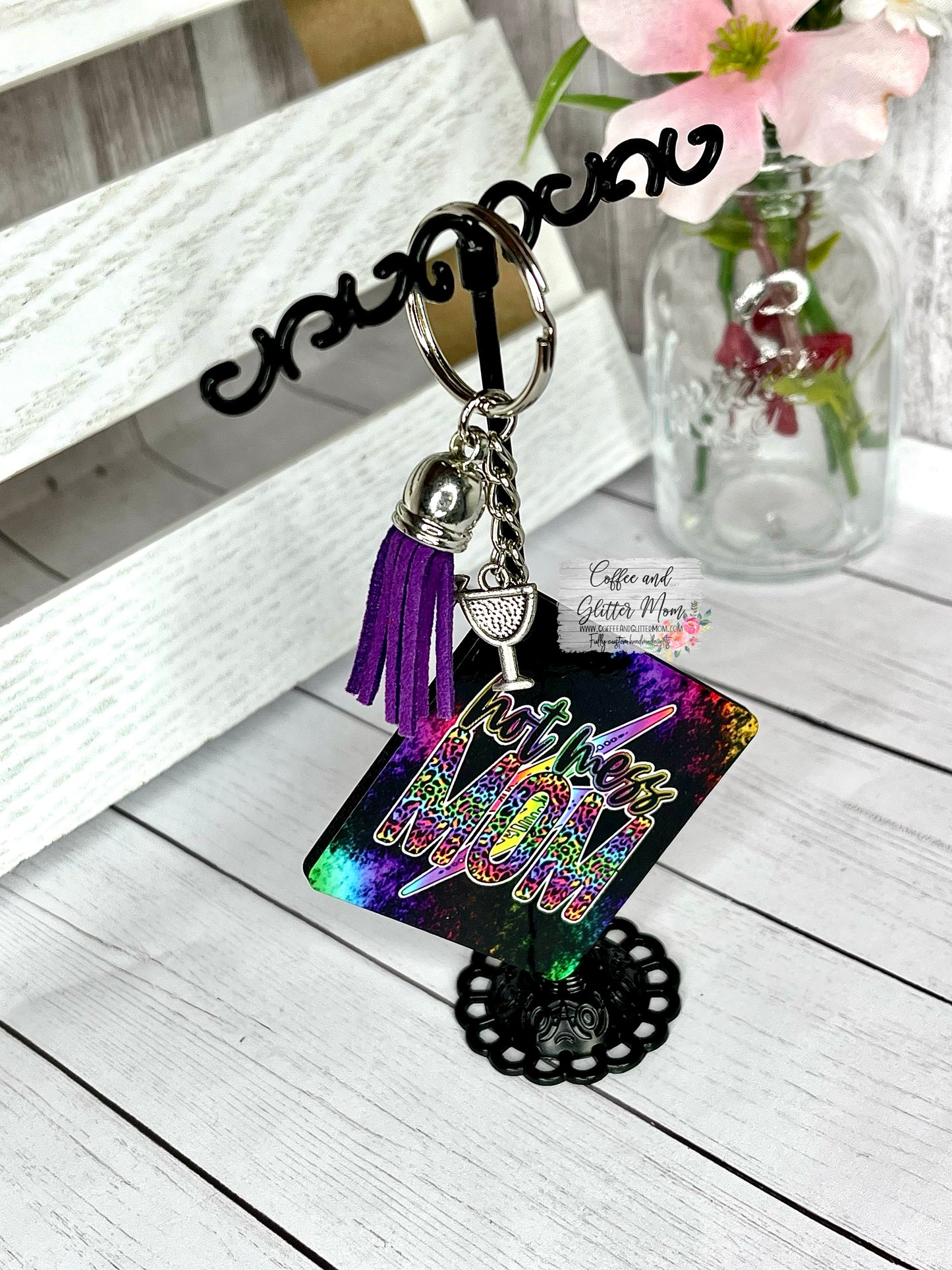 Hot Mess Mom Keychain