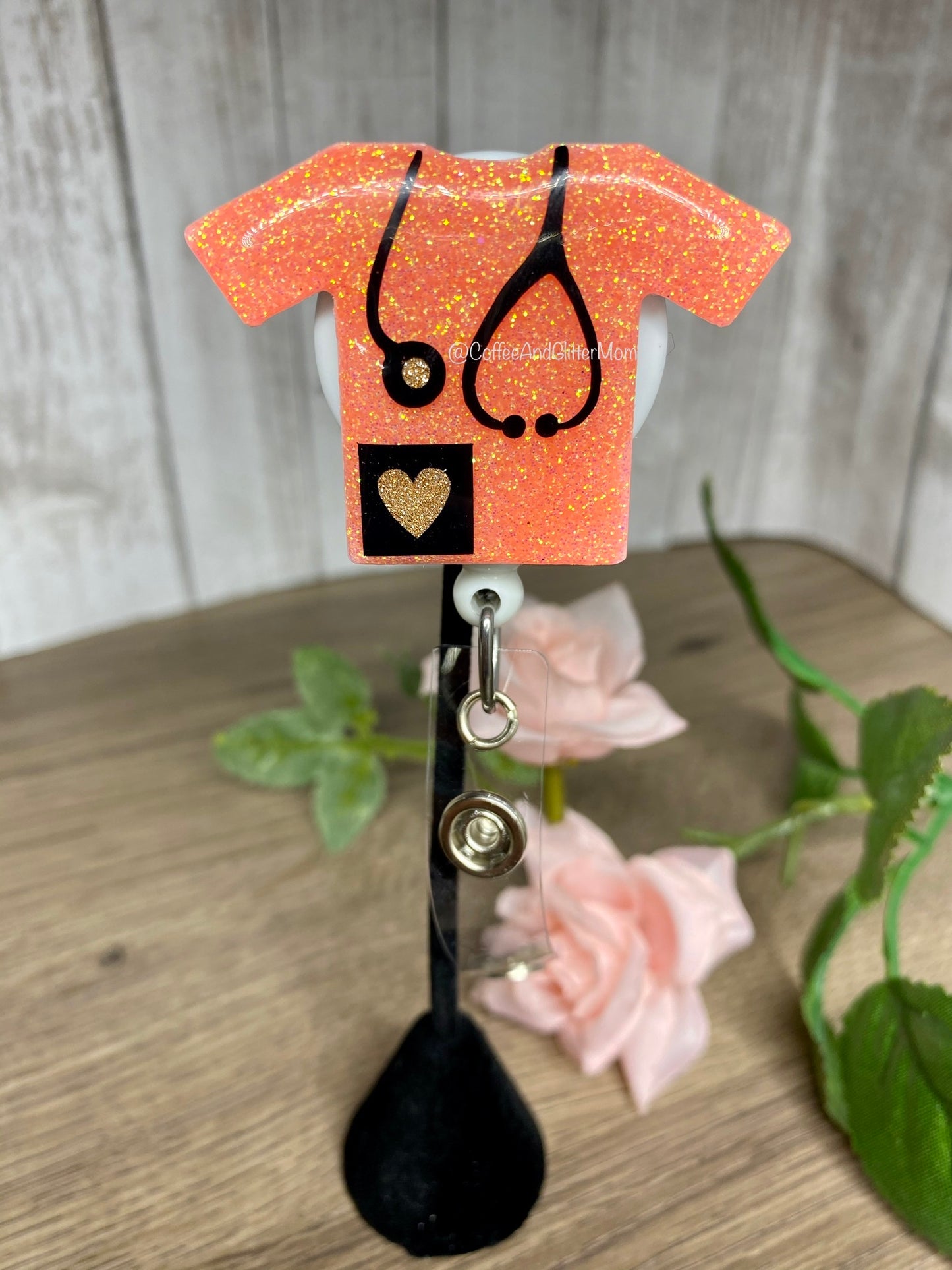 Coral Scrubs Badge Reel