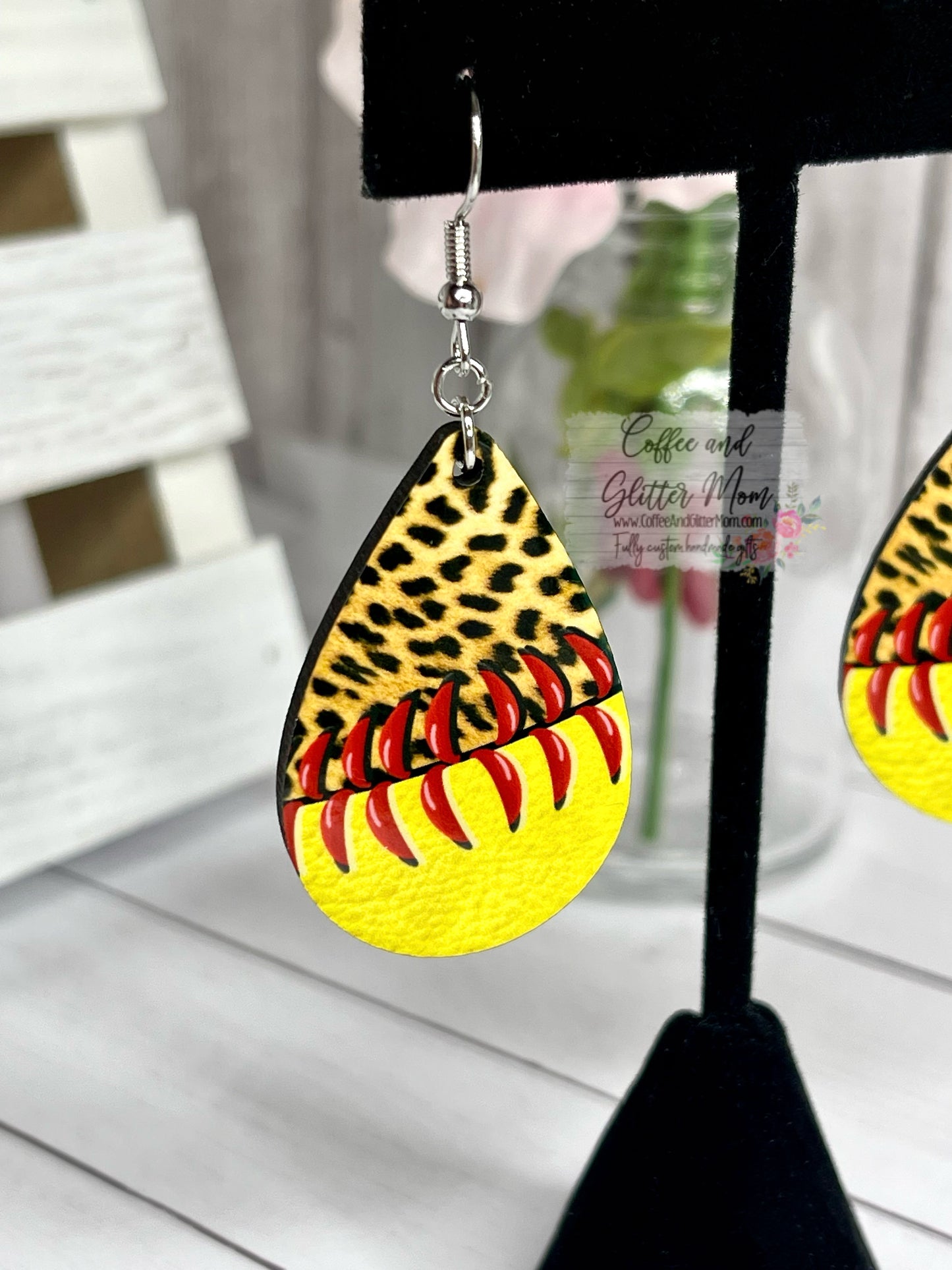 Animal Print Softball Earrings
