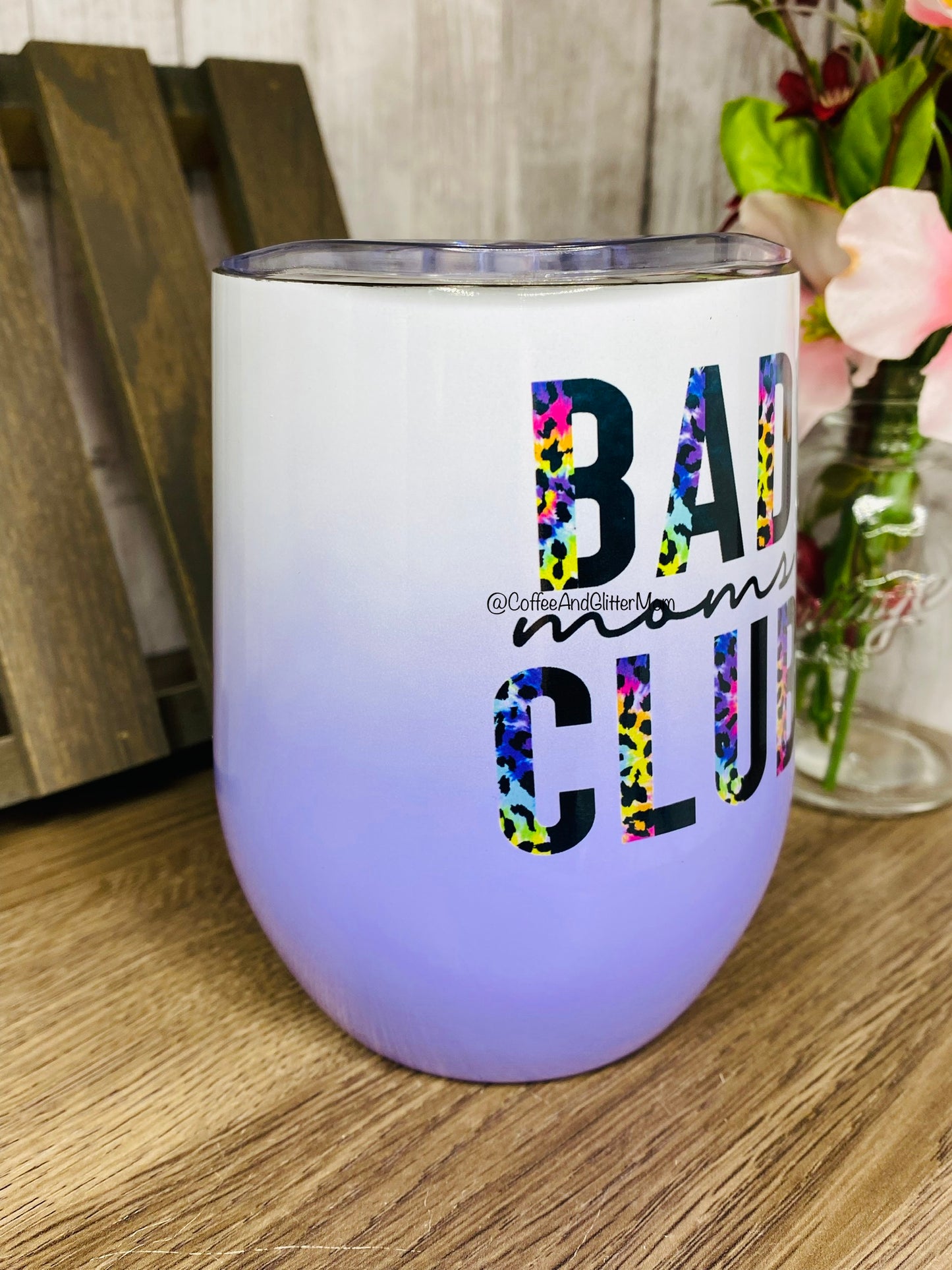 Bad Mom's Club 12oz Ombre Purple Wine Tumbler