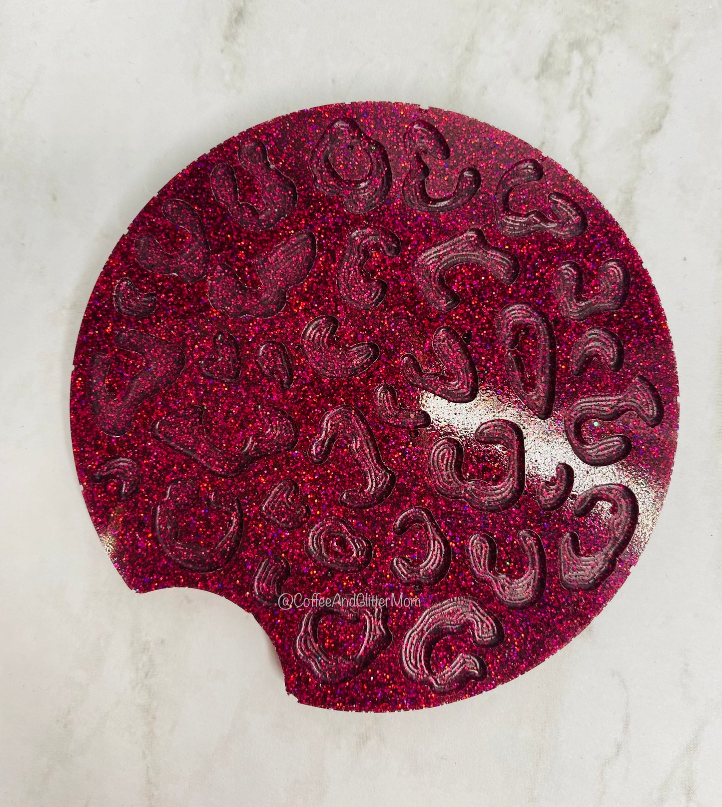 Animal Print Holographic Dark Pink Large Car Coaster