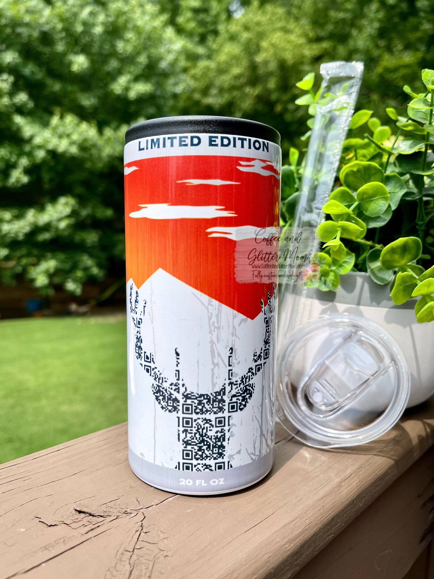 Hunting Orange Beer 12oz Skinny Can Cooler Duo-Lid Tumbler