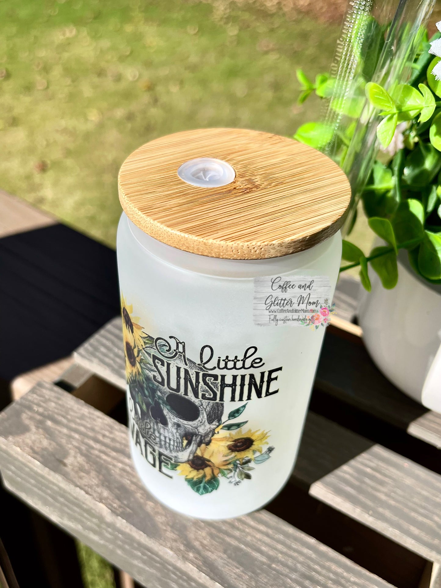A Little Sunshine & Savage 12oz Frosted Glass Can
