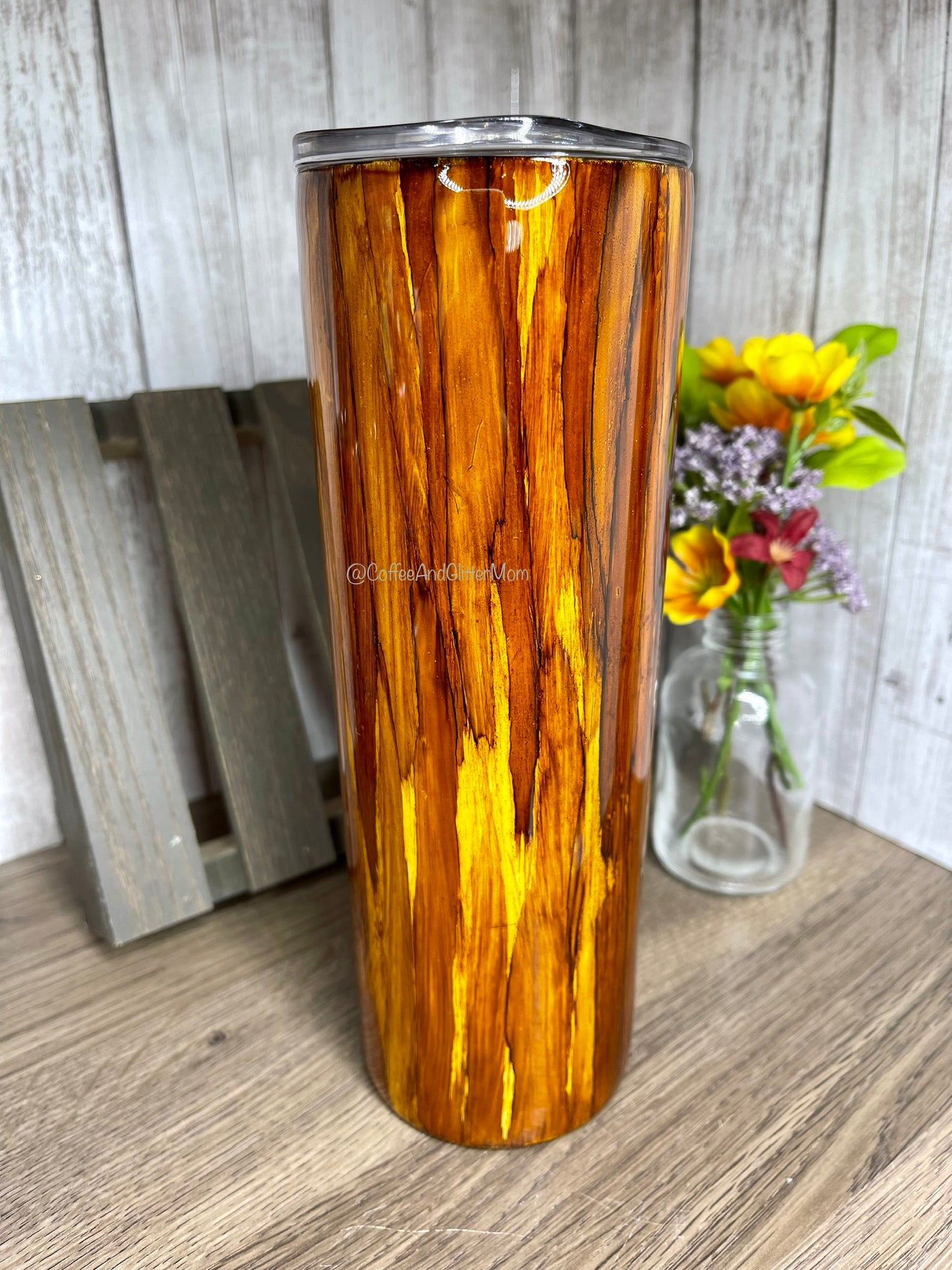20oz Skinny Wood Grain Tumbler
