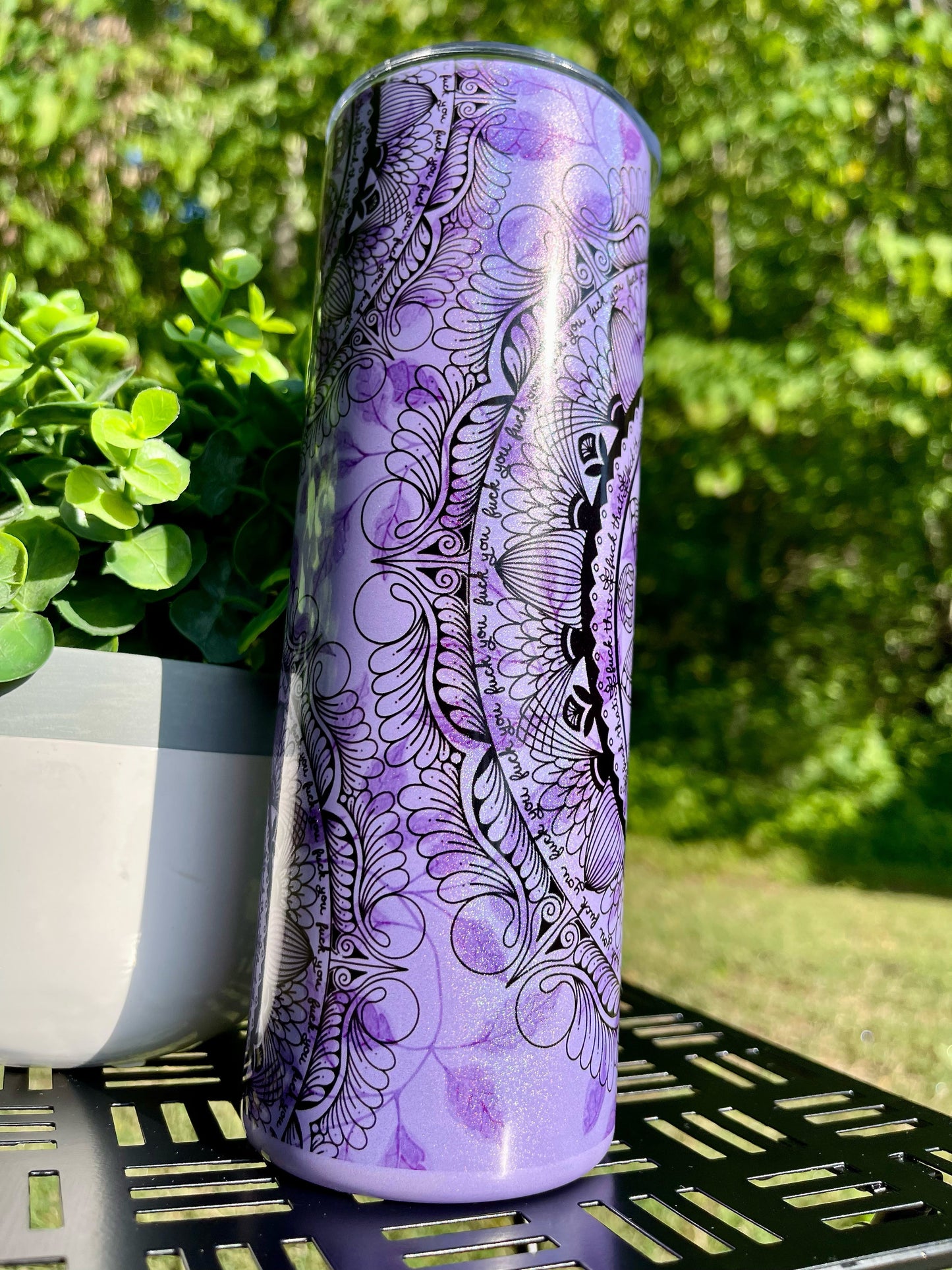 Naughty Mandala 20oz Purple Rainbow Skinny Tumbler