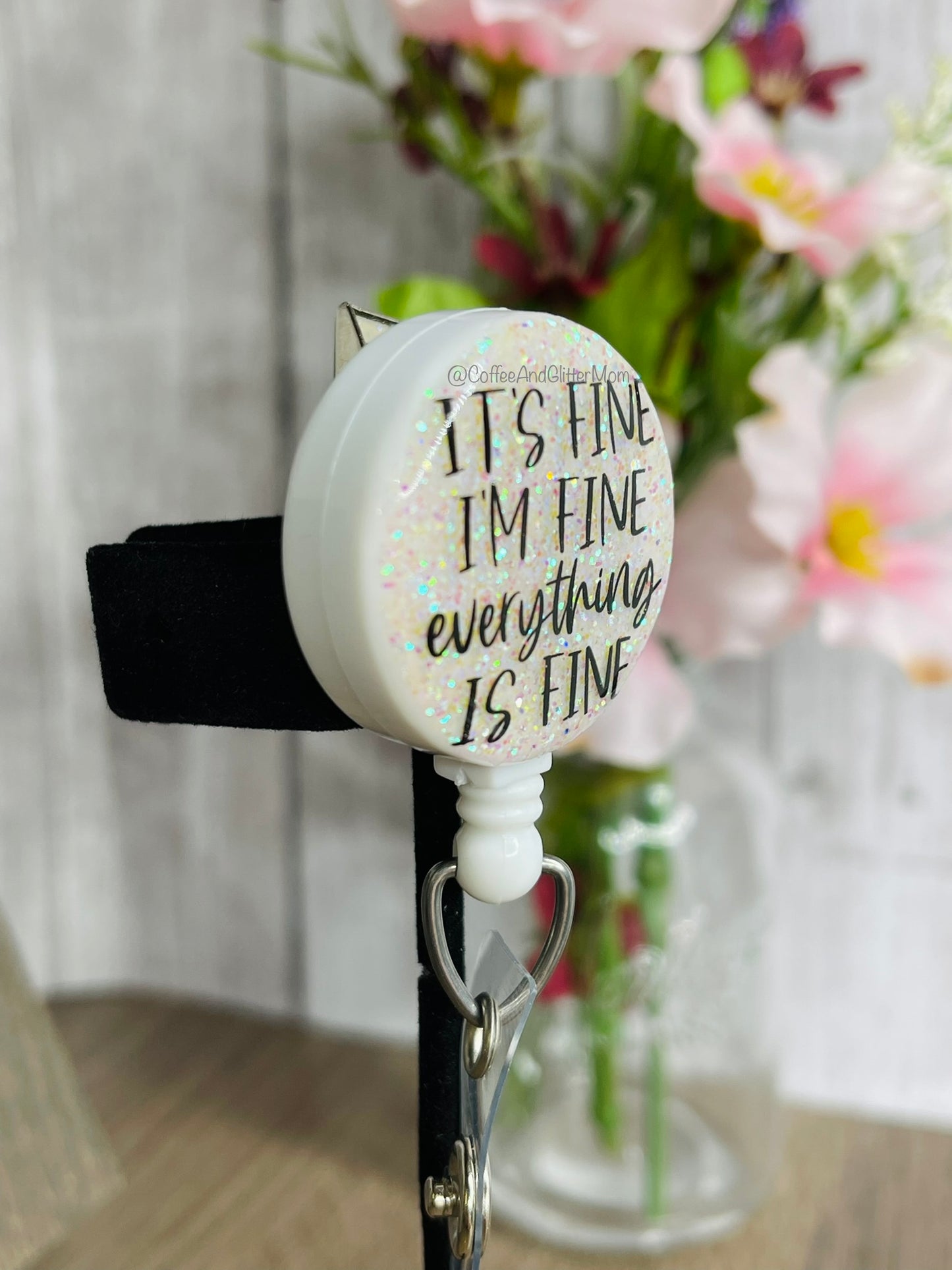 I'm Fine Opal Ice Badge Reel