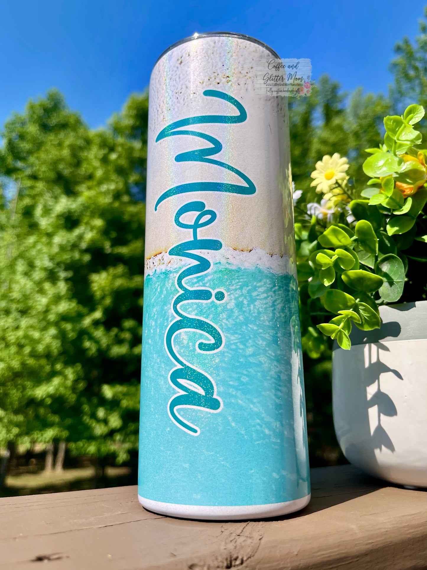 Holographic Beach 20oz Rainbow Skinny Tumbler