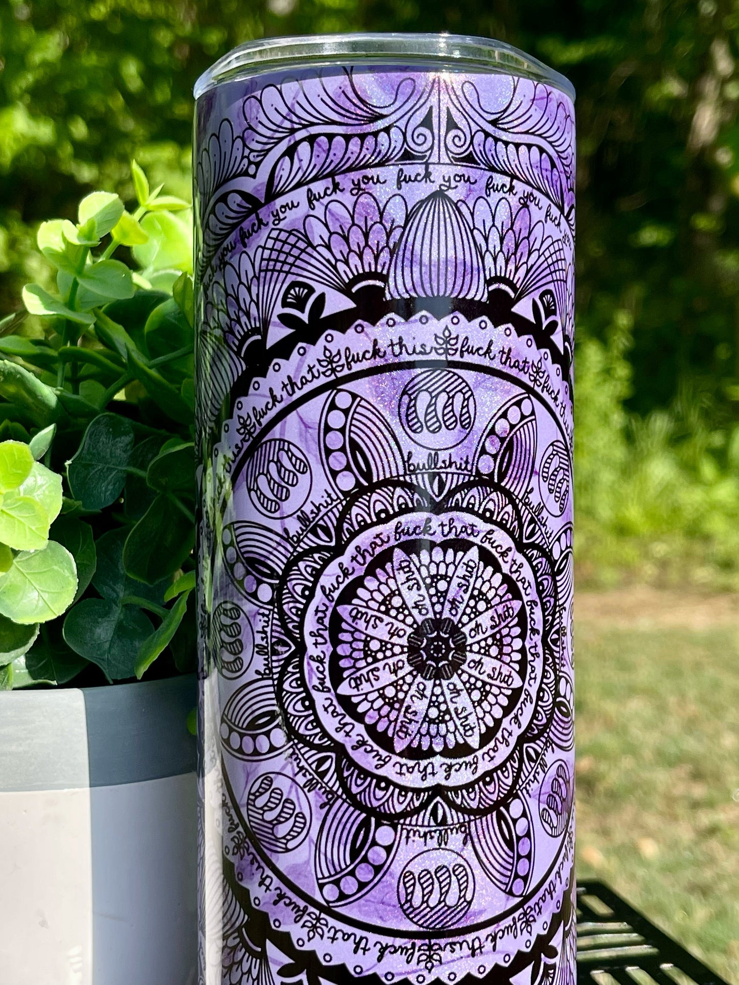 Naughty Mandala 20oz Purple Rainbow Skinny Tumbler
