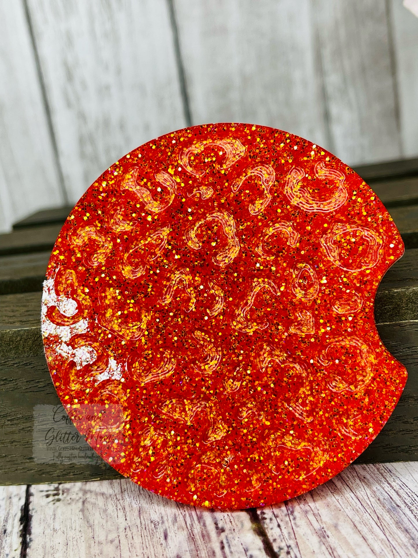 Animal Print Sunfire Orange Large Car Coaster