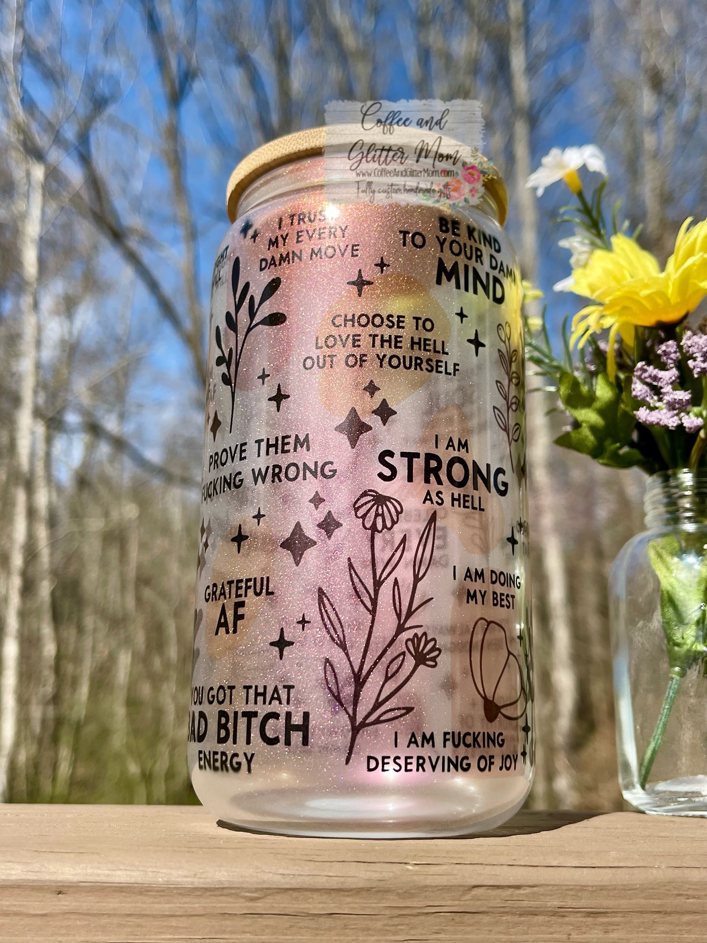 Pink Daily Reminders NSFW 16oz Iridescent Glass Can